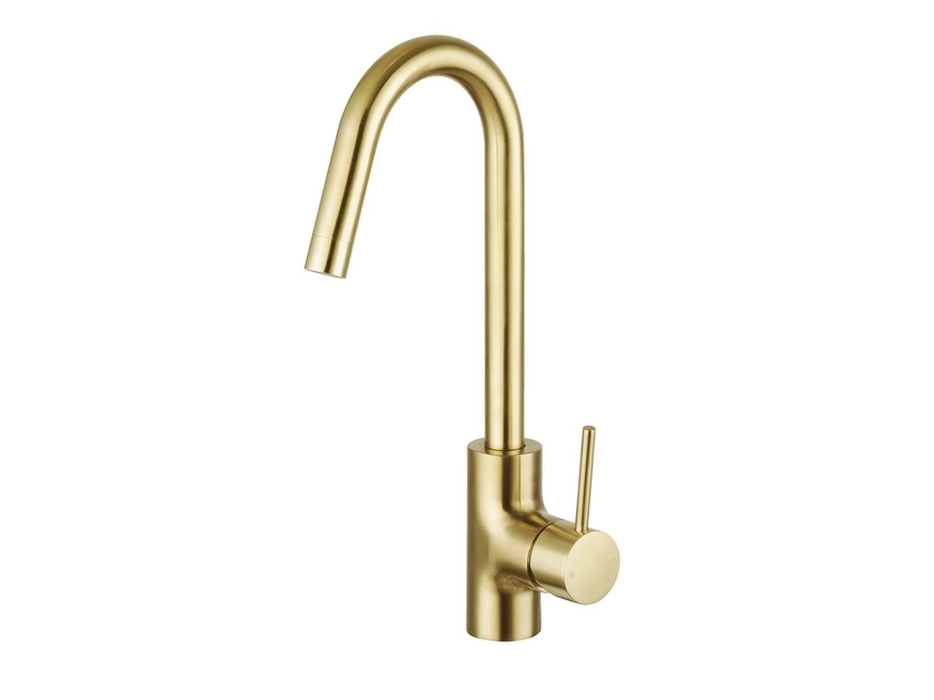 Mizu Drift MK2 Gooseneck Sink Mixer Tap Brushed Brass (4 Star) from Reece