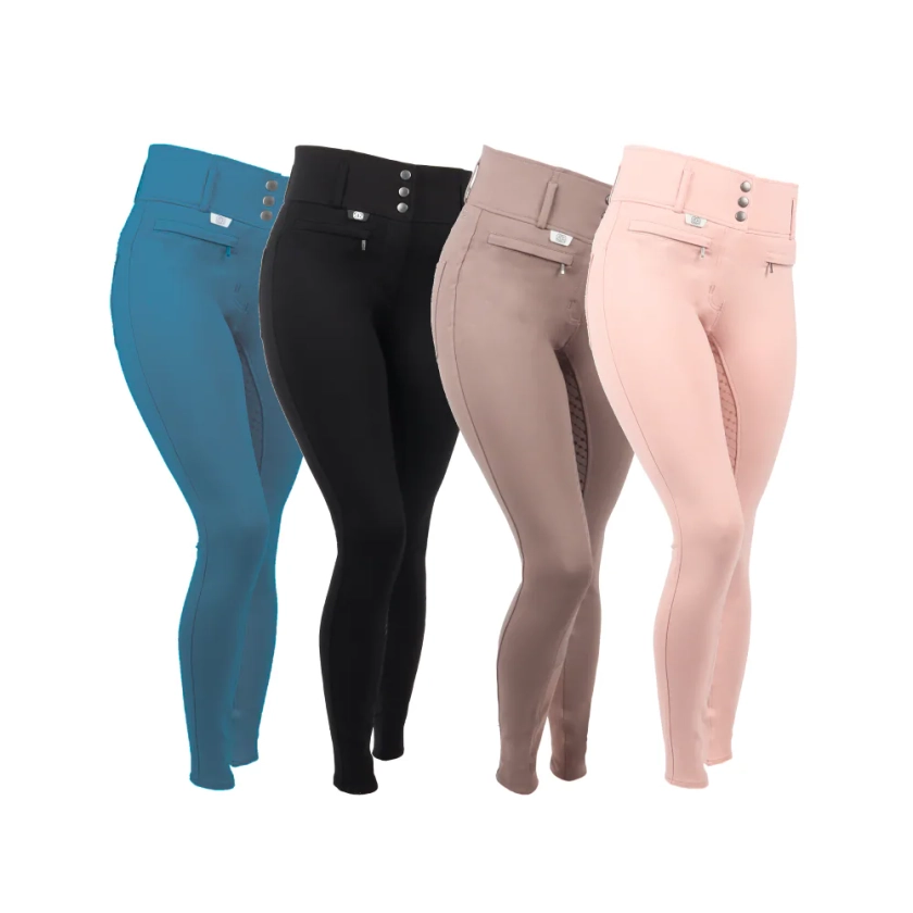 Pantalon d'équitation taille haute Equestrian Essentials Madrid, silicone, fond intégral, femme