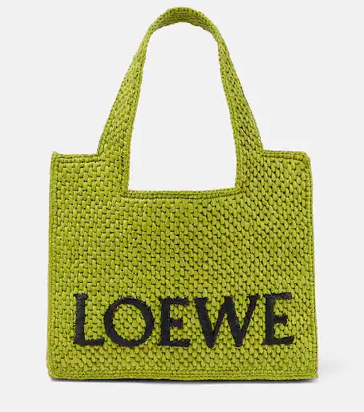 Paula's Ibiza Font Small raffia tote bag in green - Loewe | Mytheresa