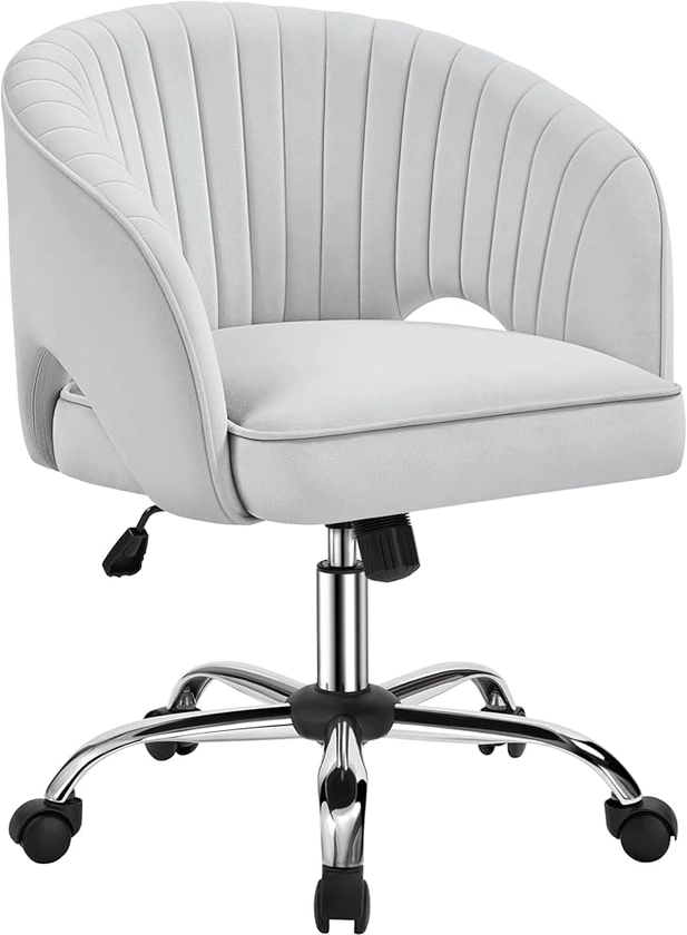 Amazon.com: Yaheetech Home Office Chair, Velvet Desk Chair, Upholstered Modern Swivel Chair with Tufted Barrel Back, Rolling Wheels for Office,Study, Vanity,Bedroom Light Gray : Home & Kitchen