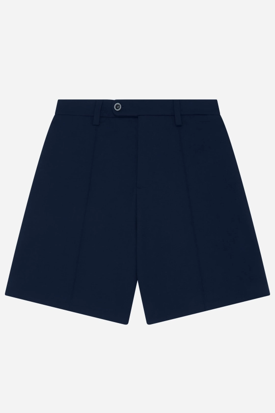 about:blank | pleated bermuda short navy