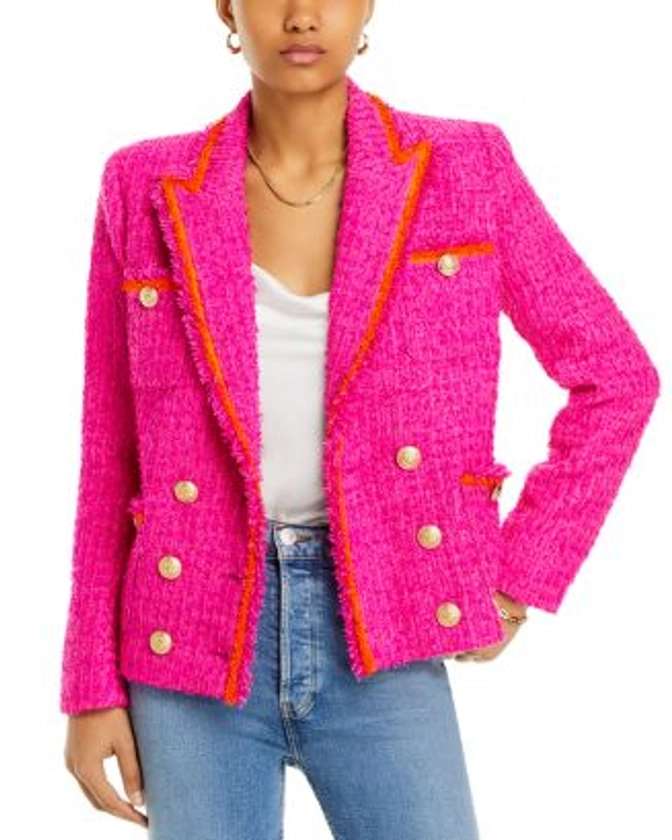 L'AGENCE Alectra Peak Lapel Textured Jacket Women - Bloomingdale's