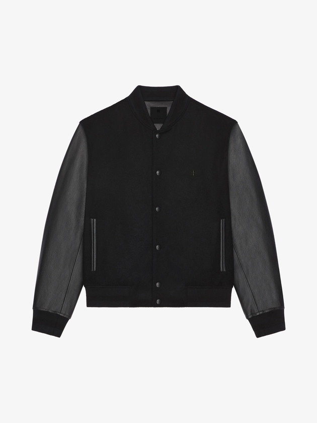 Blouson varsity en laine et cuir à détail 4G - noir | GIVENCHY FR