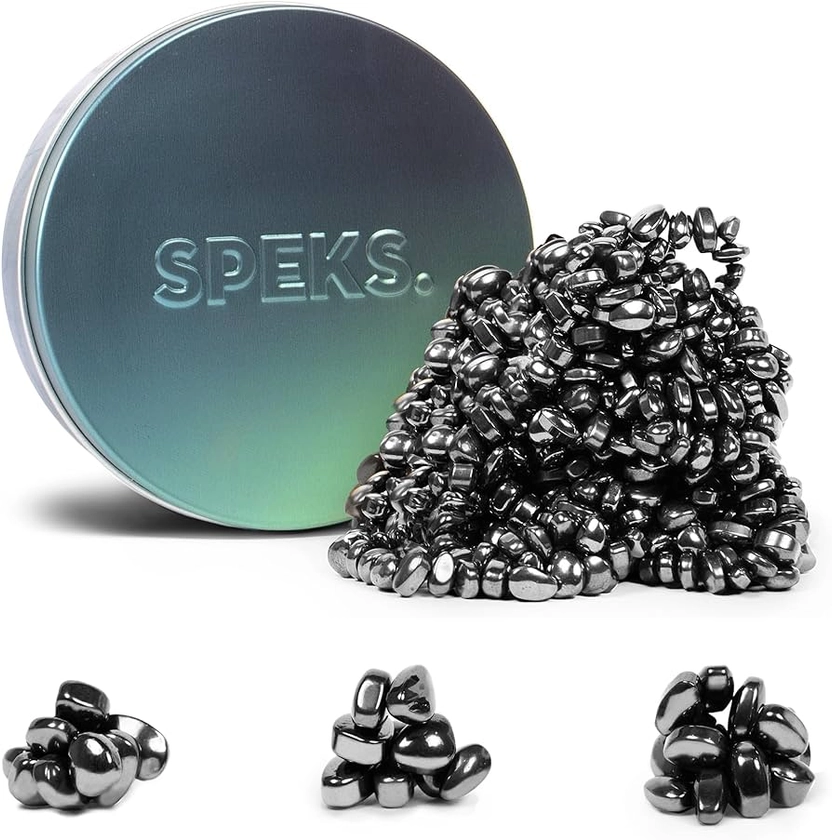 Speks Crags Ferrite Putty | Over 500 Smooth Ferrite Stones in a Metal Tin | Fun Quiet Fidget Toys for Adults and ADHD Desk Toys for Office | Tranquility, 300g