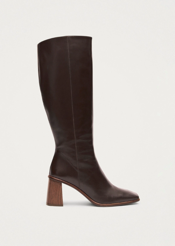 East Coffee Brown Leather Boots | ALOHAS