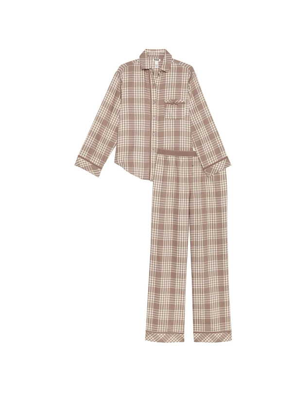 Buy Flannel Long Pajama Set - Order Pajamas Sets online 1125531200 - PINK