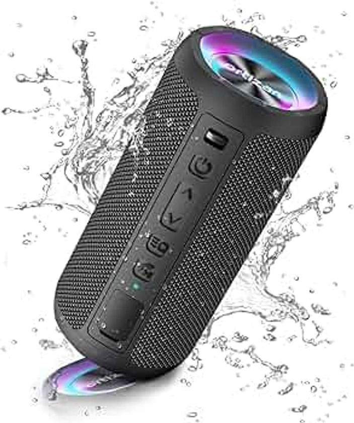 Ortizan Bluetooth Speaker, Portable Wireless Bluetooth Speakers With Led Light, Louder Volume & Enhanced Bass, IPX7 Waterproof, 30H Playtime, Durable Loud Outdoor Speaker for Travel, Sport