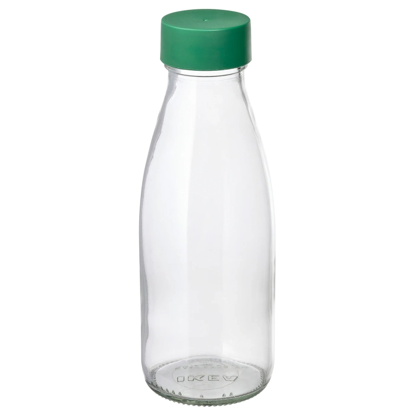 SPARTANSK water bottle, clear glass/green, 0.5 l - IKEA