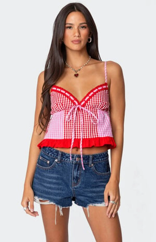 Edikted Joanne Mixed Gingham Tank Top | PacSun