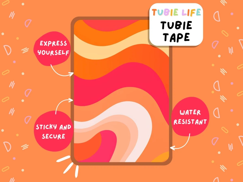 TUBIE TAPE Tubie Life groovy orange ng tube tape for feeding tubes and other tubing Full Sheet