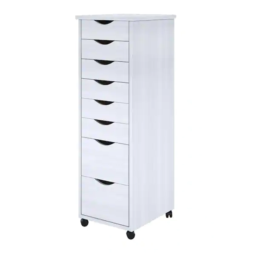 White 6+2 Drawer Roll Cart