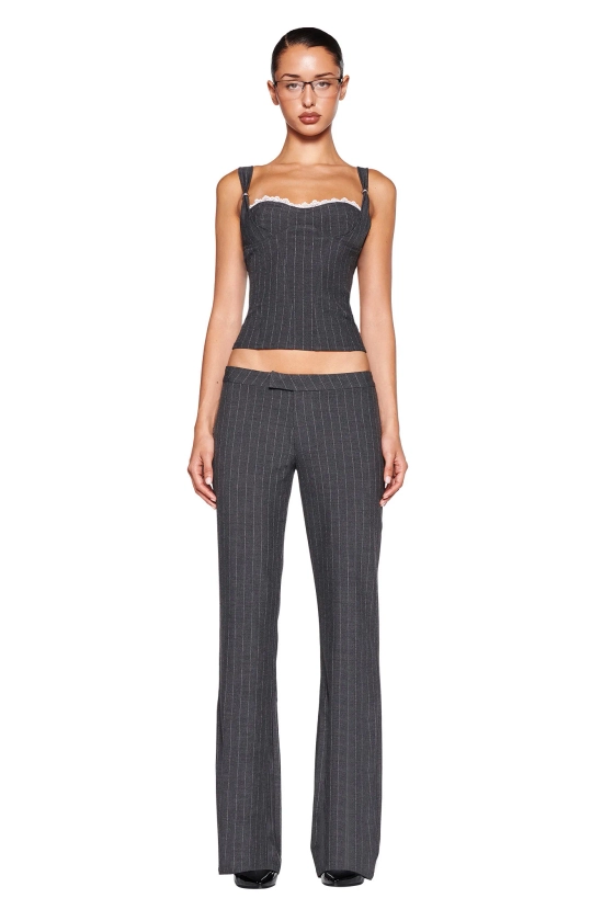 MARRION PANT - GREY : PINSTRIPE