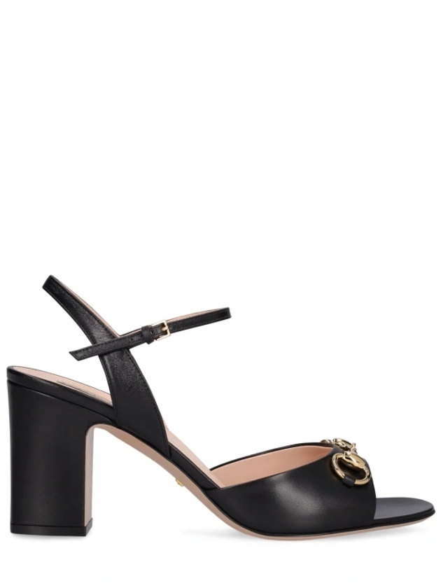 75mm horsebit leather sandals - Gucci - Women - Black - 36 IT