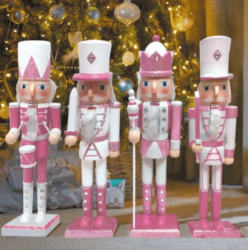 Three Kings Christmas Nutcracker Pink/White XL 50cm