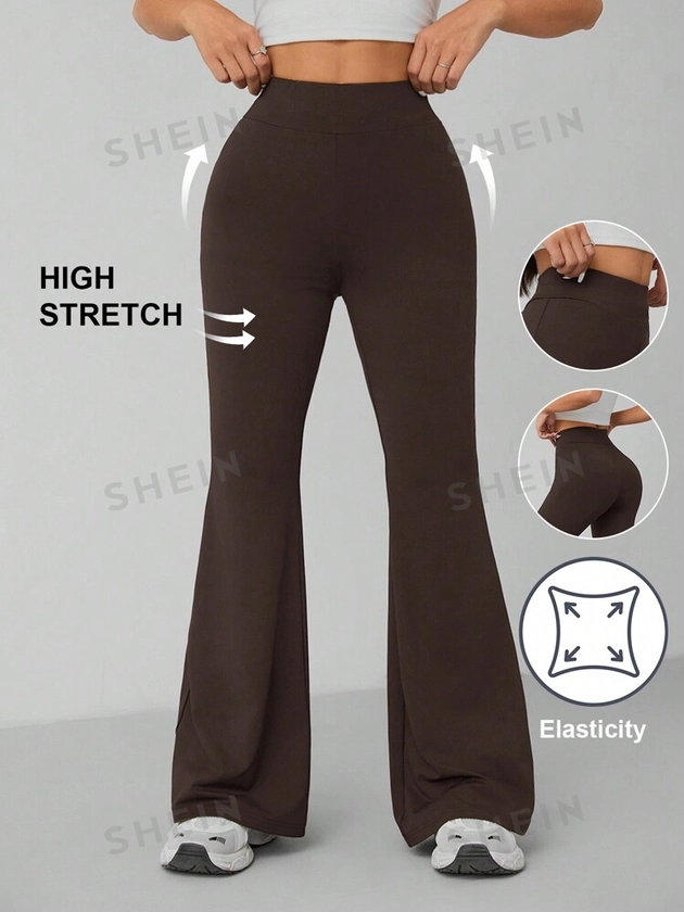 SHEIN PETITE Women Casual High Stretch Slim Flare Pants