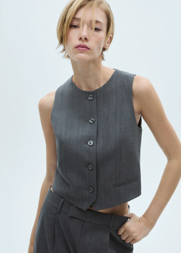 Gilet de costume à fines rayures - Femme | MANGO Monaco