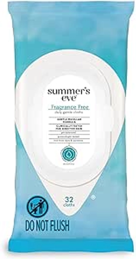 Amazon.com: Summer's Eve Fragrance Free Gentle Daily Feminine Wipes, Removes Odor, pH balanced, 32 Count : Health & Household