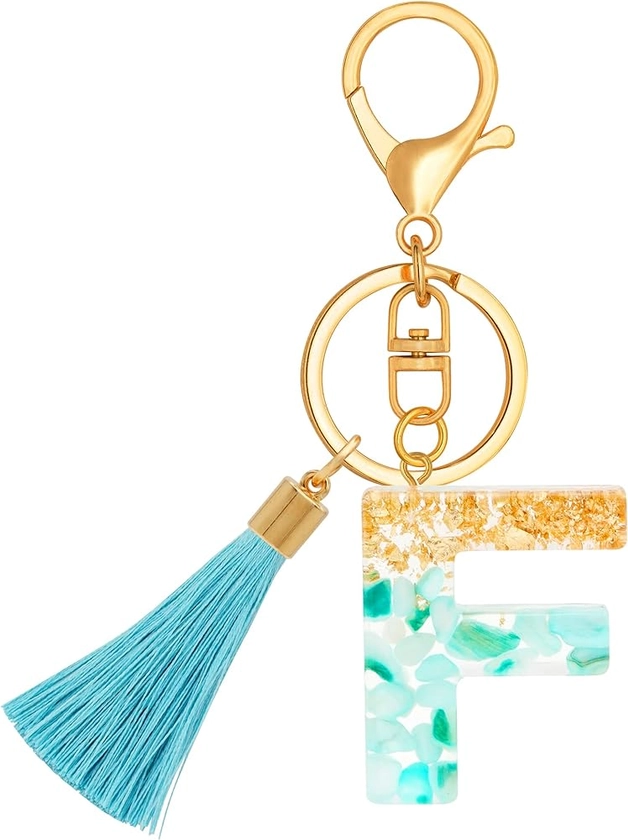 TTYY Alphabet Initial Letter Keychain for Women gift To Little Girls Tassel Butterfly Pendant Key Ring for Backpack (cyan crystal LetterF) at Amazon Women’s Clothing store