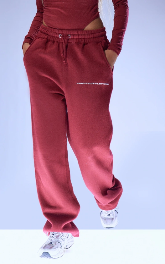 Plt Cherry Red Logo Print Straight Leg Sweatpants