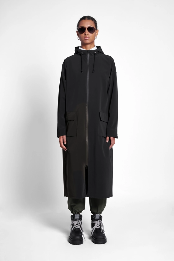 Sandviken Long Matte Zip Raincoat Black