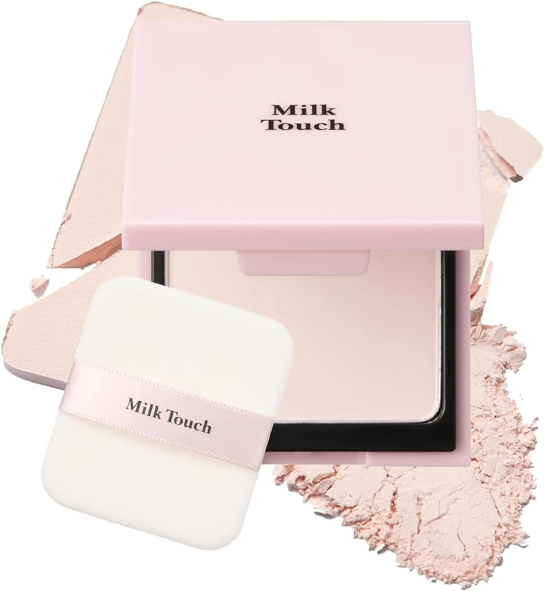 MILKTOUCH All Day Perfect Blurring Fixing Pact - Natural ToneUp Compact Powder for Face | Oil Control Powder Compact with Mirror and Puff | Shine Control Powder Concealer for Revealing Pores 0.35 Oz
