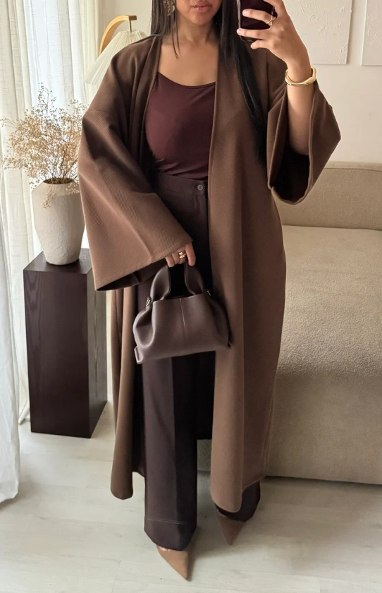 Manteau kimono simple 10366 | Chocolat