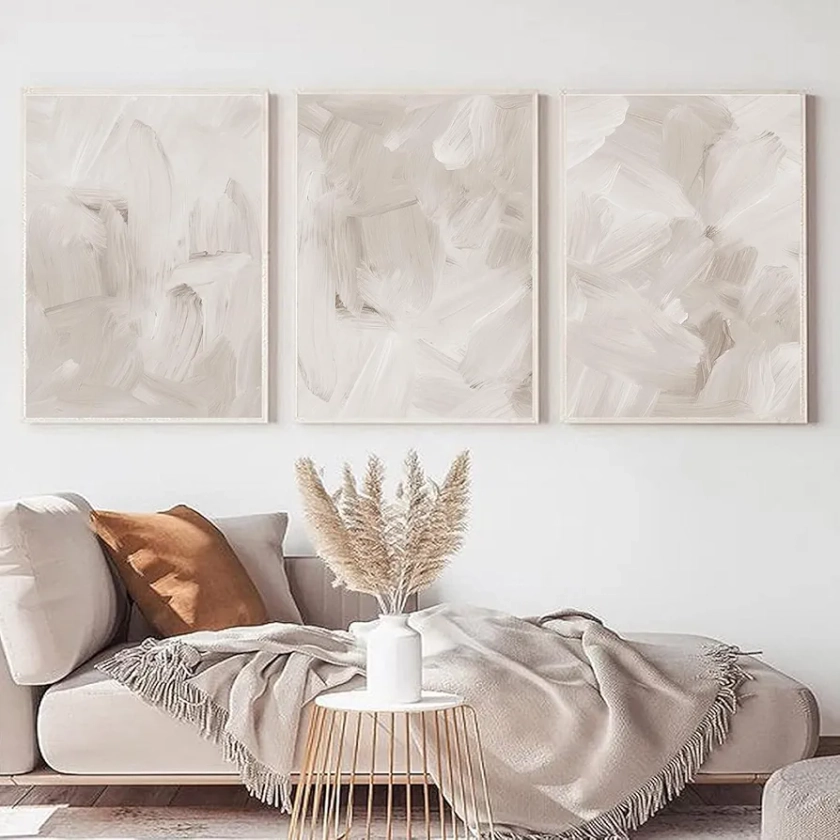 Amazon.com: Beige Abstract Canvas Wall Art Boho Beige Neutral Prints White Beige Abstract Art Beige Watercolor Beige and White Pictures Minimalist Boho Poster Beige Neutral Wall Art for Room 16x24inchx3 No Frame: Mixed Media