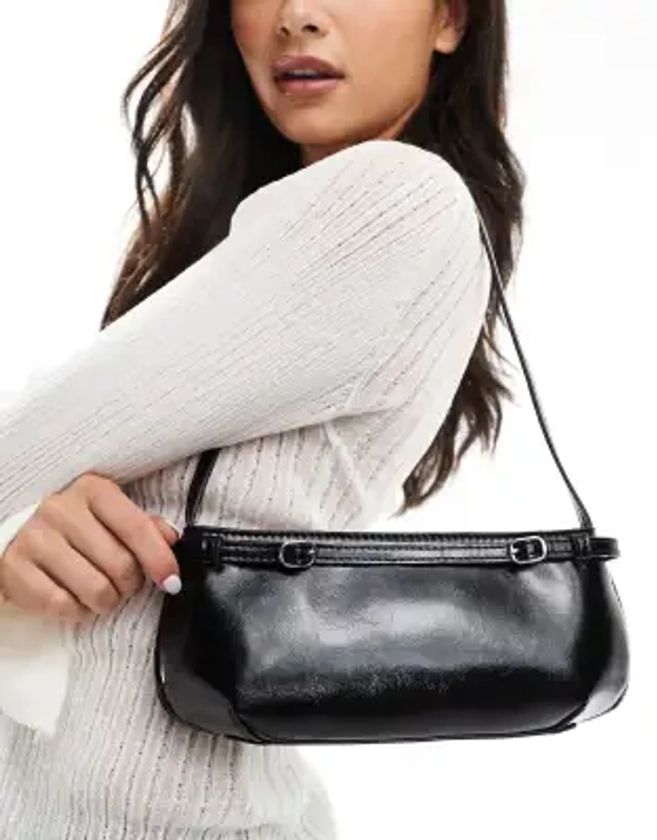 ASOS DESIGN shoulder bag with buckle detail in black | ASOS