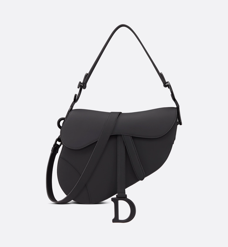 Saddle Bag with Strap Black Ultramatte Calfskin | DIOR