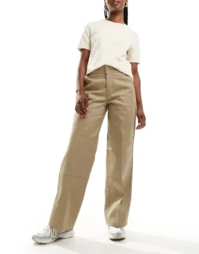 Dickies double knee trousers in beige tan | ASOS