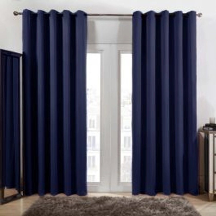 Dreamscene Eyelet Blackout Curtains - Navy