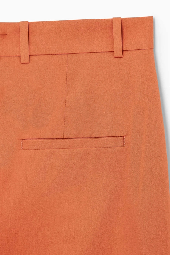 WIDE-LEG TAILORED TWILL TROUSERS - TERRACOTTA - COS