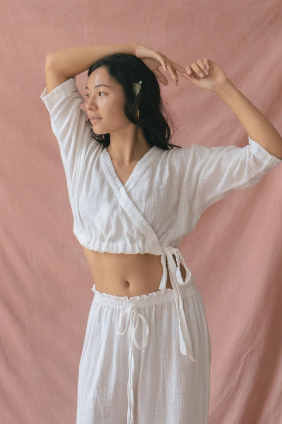 Flow Top Off White Made With Organic Cotton Gauze