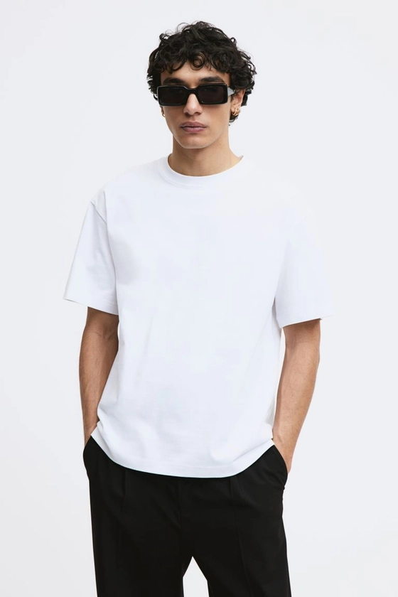 T-shirt Loose Fit - Encolure ronde - Manches courtes - Blanc - HOMME | H&M FR