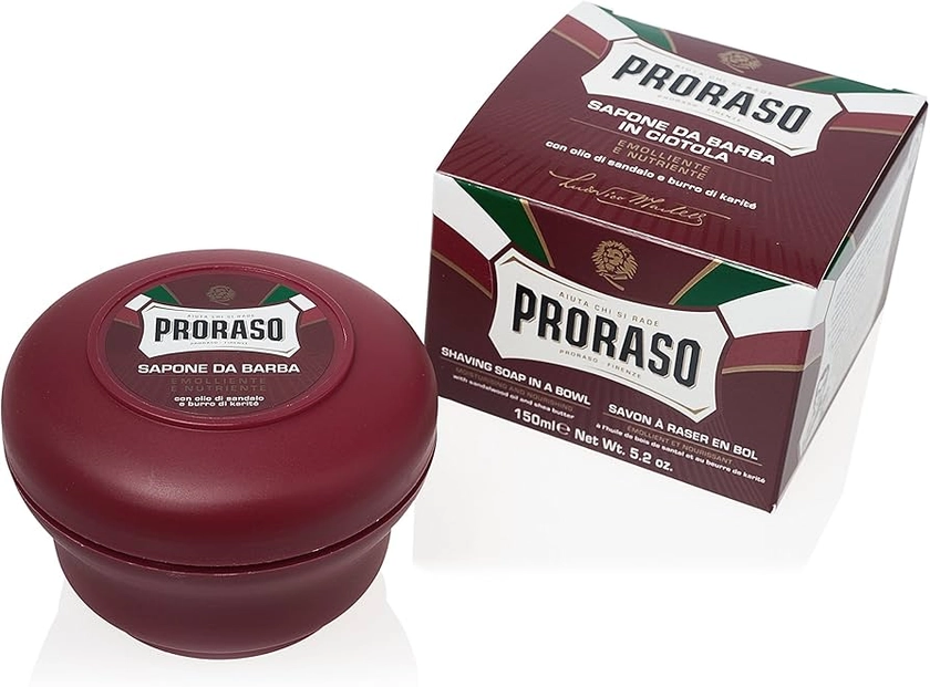 Amazon.com: Proraso Sabonete de barbear em uma tigela, hidratante e nutritivo para barbas grossas, 150 ml : Beleza e Cuidados Pessoais