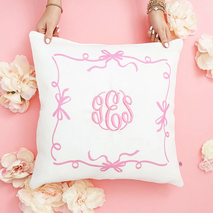 Personalized Bow Pillow Sham | Coquette-Inspired Personalized Décor | Marleylilly