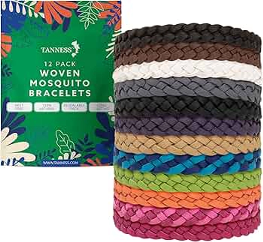 Tanness 12 Pack Mosquito Repellent Bracelet - Non-Toxic Insect Repellent Bands - Deet-Free Bug & Flea Repellent for Humans - Waterproof Travel Essentials for Kids & Adults - 250 Hours Protection