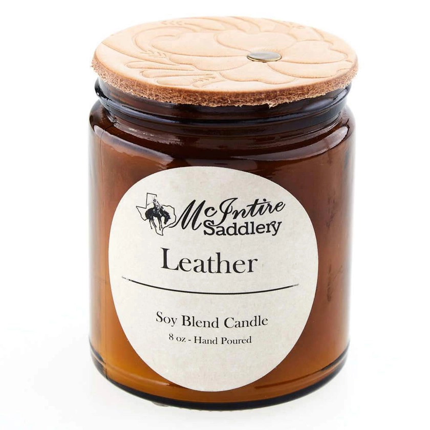 Mcintire Saddlery Leather Scent Glass Jar Candle