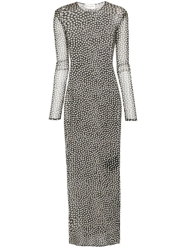 Saint Laurent polka-dot Mesh Maxi Dress | Black | FARFETCH NZ