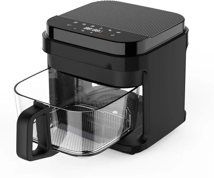 Healthy Choice 6.5L Glass Digital Air Fryer - Detachable Glass Pot, Easy-to-Use Controls, Timer, Temperature Controls. Accessories: Mesh Tray & Heatproof Mat.