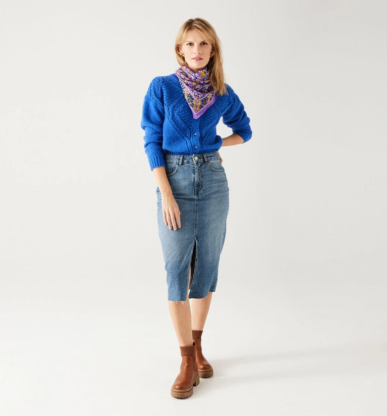 Jupe midi en jean Femme