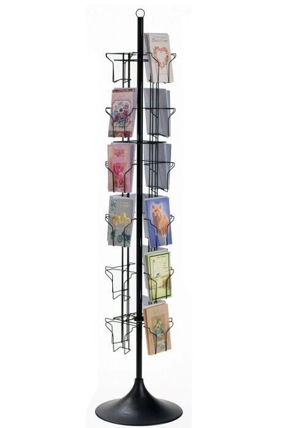 Floor Greeting Card Spinner Display Rack - 6 Tier 24 Pocket 5 x 7 (Black)