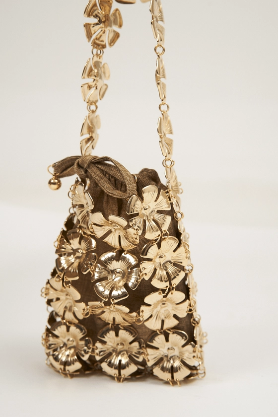 Bolsa Flor Amassada Dourada Rosana Bernardes - Dourado - Gallerist: moda autoral e contemporânea para todos os estilos