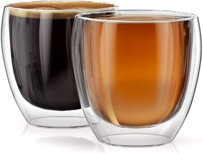 Buy SIXFIRE® New Double Wall Glass Light Weight Coffee Cups, Insulated Mugs, Espresso, Latte, Cappuccino, Tea, Transparent, (Without Handle (100 ml) 2 Pcs) Online at Low Prices in India - Amazon.in