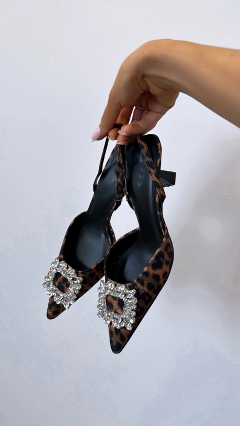 Talons à strass léopard