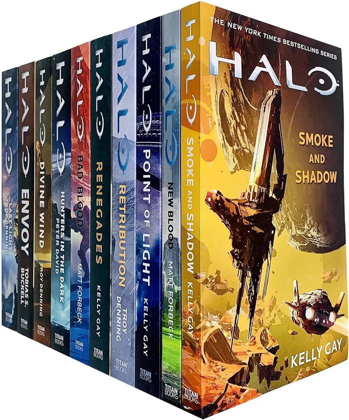 Halo Series 10 Books Collection Set (Hunters in the Dark, Last Light, New Blood, Envoy, Retribution, Smoke and Shadow, Bad Blood, Renegades, Point of Light & Divine Wind)