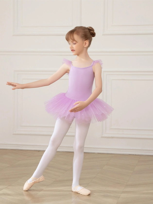 Girls 93% Cotton, Comfy Sequin Tutu Ballet Leotard Kids Gift Dance Gymnastics Practice Yoga