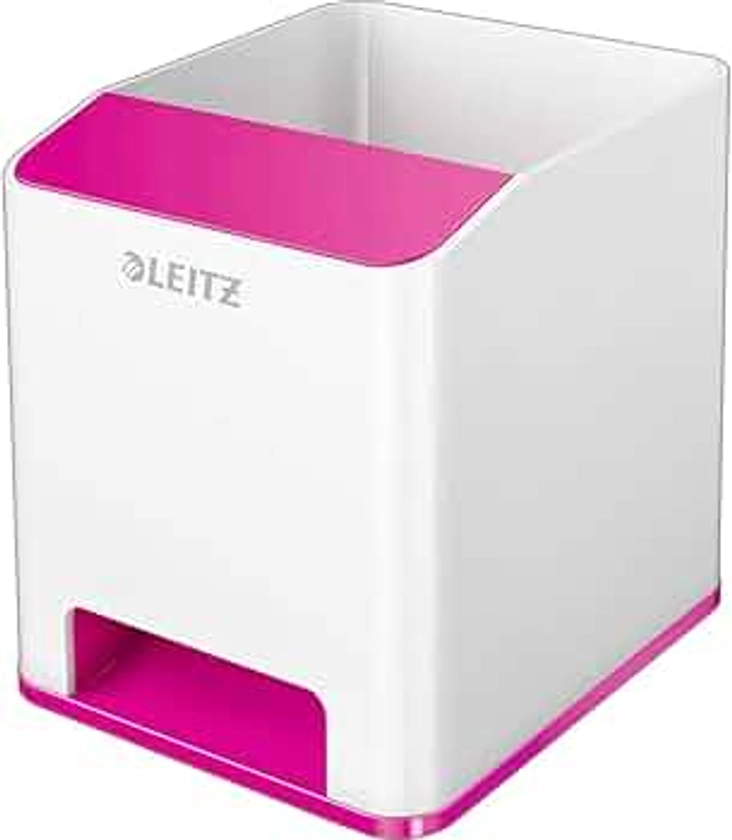 Leitz 53631023 Sound pencil case (sound amplification function, WOW) white/metallic pink