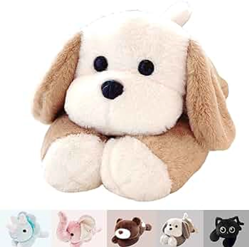 uoozii 20" | 4 Pounds Brown Dog Weighted Stuffed Animals with Unscented Microwavable Heating Pad, Cute Coolable Heatable Weighted Plush Warm Gift for Stress & Period Pain Relief