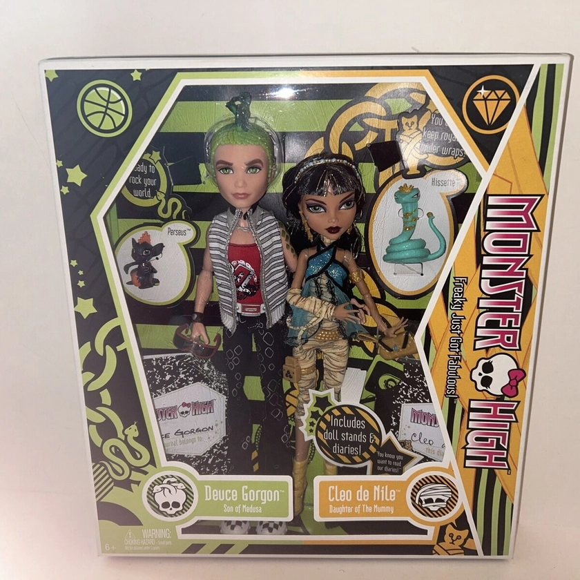 Monster High Cleo De Nile and Deuce Gorgon Dolls 1st Wave 2009 Unopened